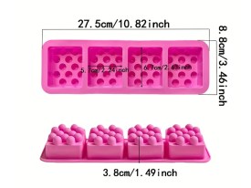 Molde silicona 4 jabones cuadrados masajeadores